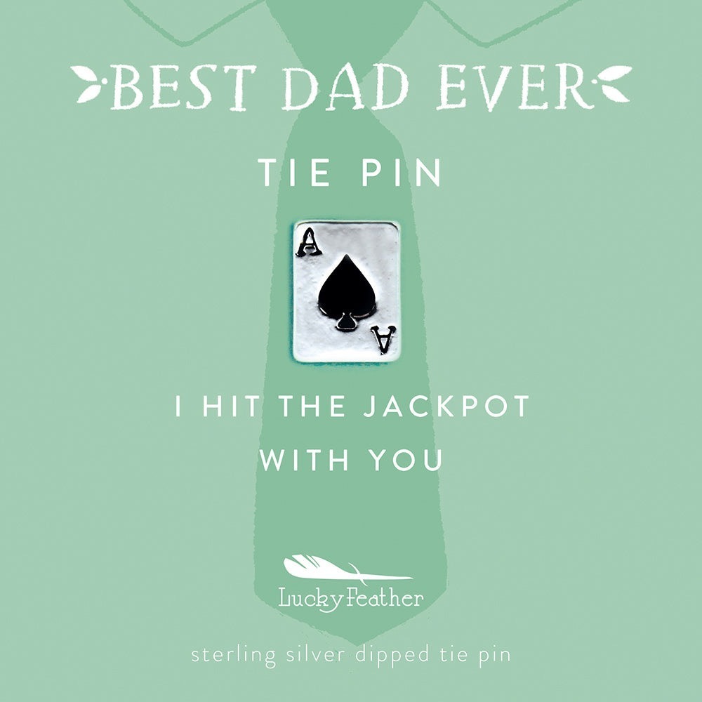 Brand‎ New Lucky Feather Tie Pin - I Hit the Jackpot With You - Silver